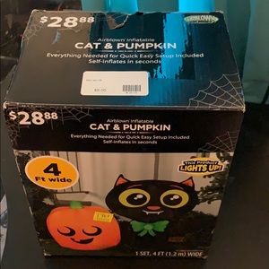 Cat and pumpkin air blown inflatable